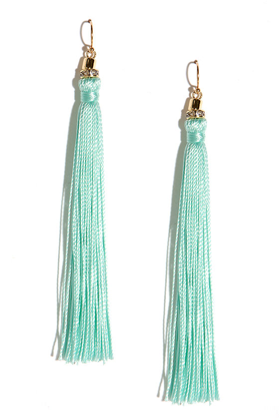 Mint Tassel Earrings
